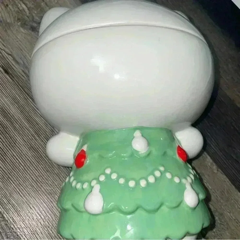 Hello Kitty Ceramic Christmas Tree Dress Cookie Jar NEW 2024